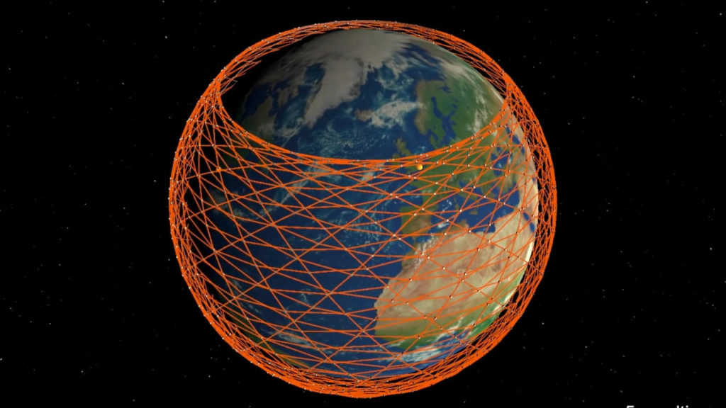 An illustration of SpaceX's constellation of thousands of Starlink satellites