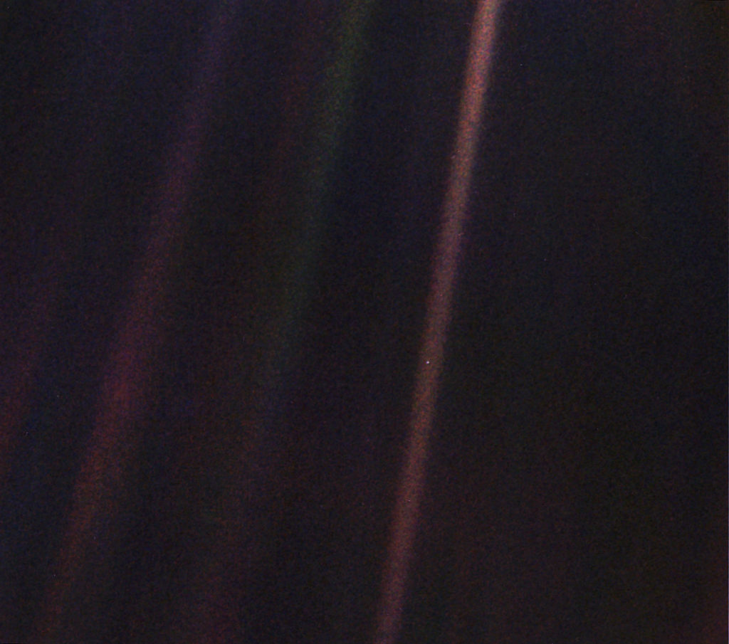 The Pale Blue Dot image taken by Voyager 1 space probe