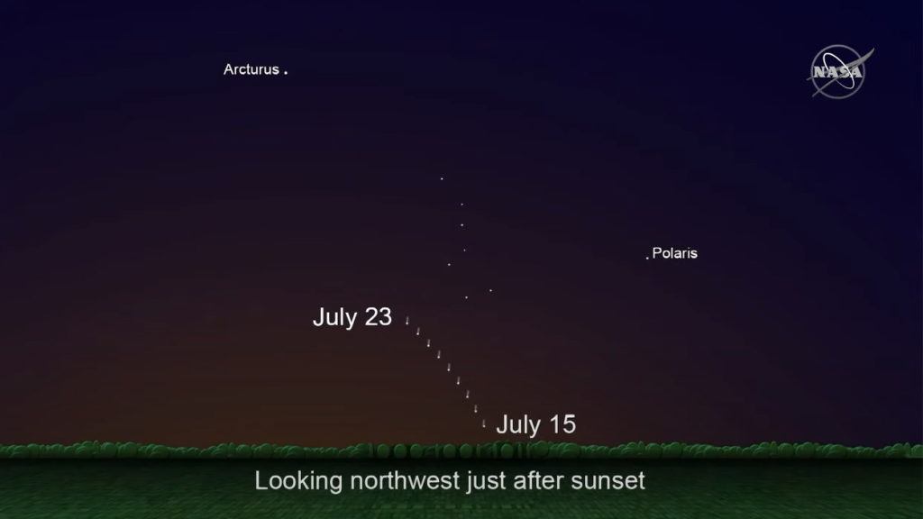 NASA sky map shows the location of Comet NEOWISE 