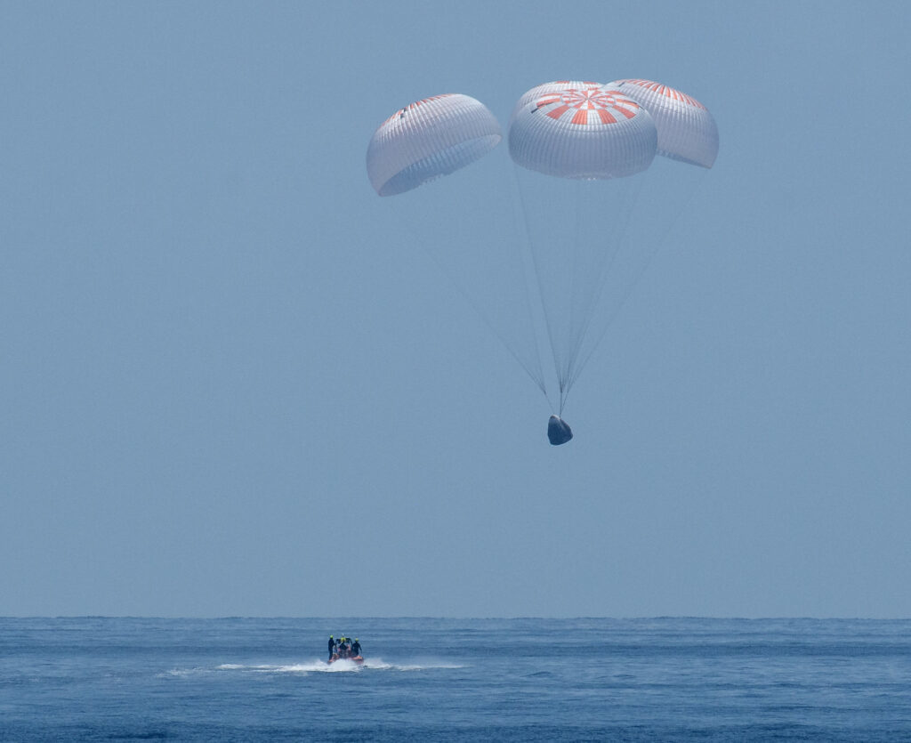 The Crew Dragon splashdown successfully in the Gulf of Mexico at 12:18 AM IST