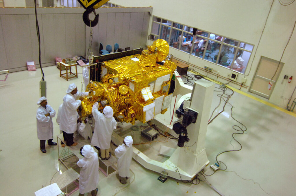Chandrayaan-1 in Clean Room at ISRO Satellite Center